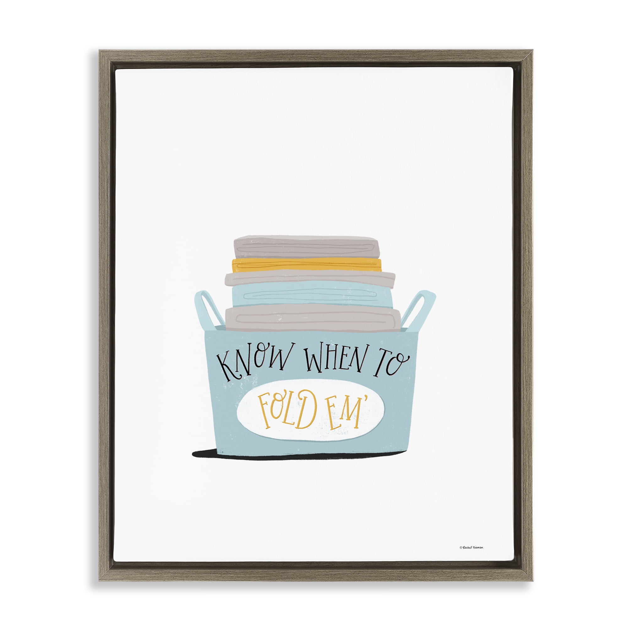 Stupell Industries Know When to Fold Typography Painting Brown Floater Framed Art Print Wall Art, 17 x 21