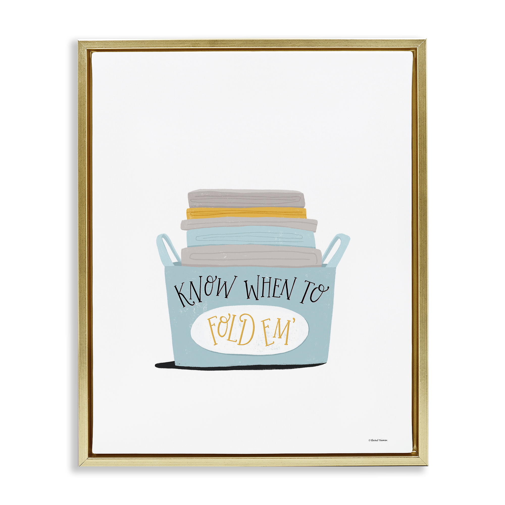 Stupell Industries Know When to Fold Typography Painting Gold Floater Framed Art Print Wall Art, 25 x 31