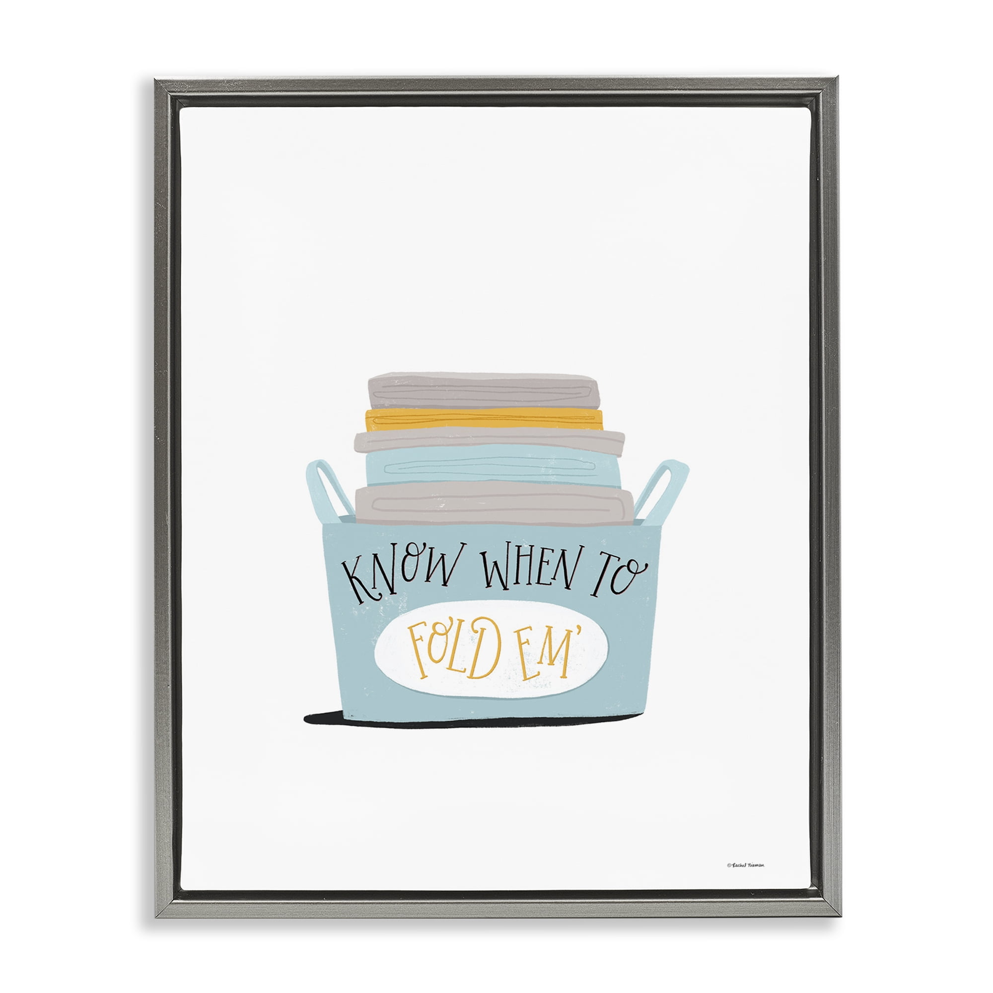 Stupell Industries Know When to Fold Typography Painting Gray Floater Framed Art Print Wall Art, 17 x 21