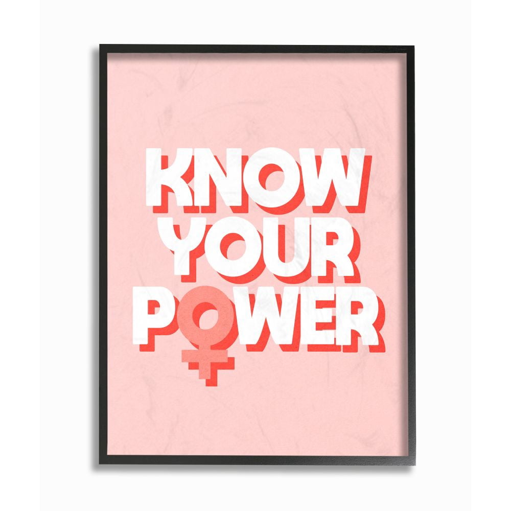 Stupell Industries Know Your Power Fashion Modern Pink Textured Design Framed Giclee Texturized Art by Daphne Polselli