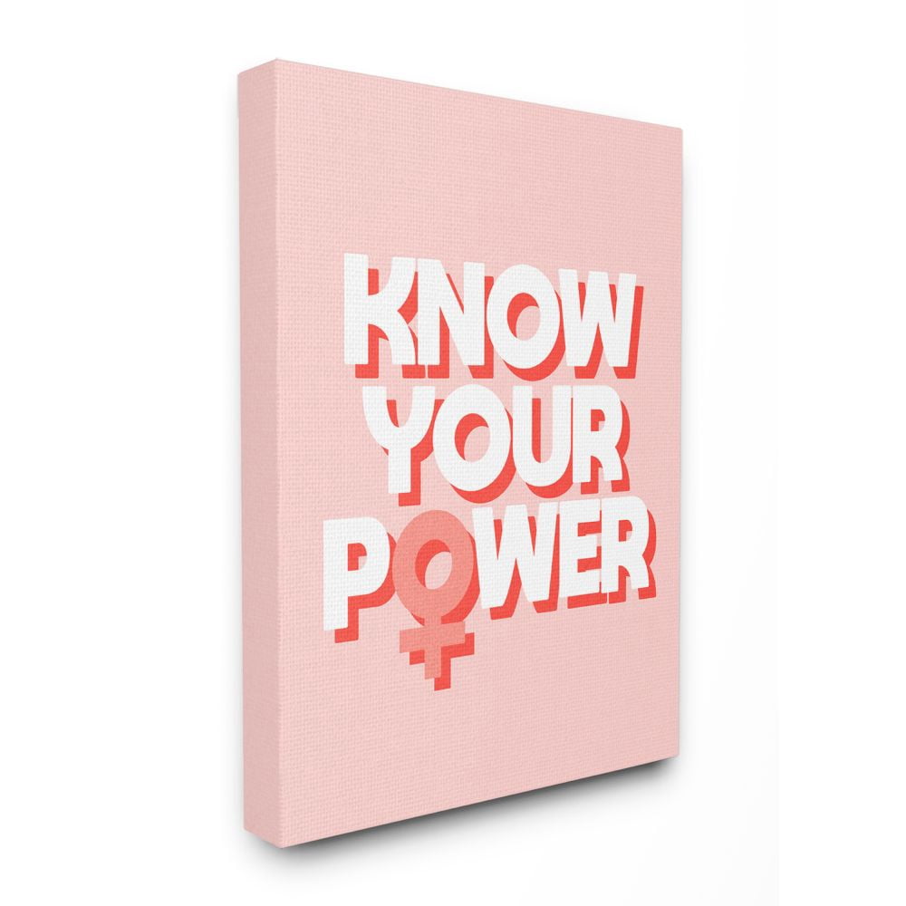Stupell Industries Know Your Power Fashion Modern Pink Textured Design Super Canvas Wall Art by Daphne Polselli