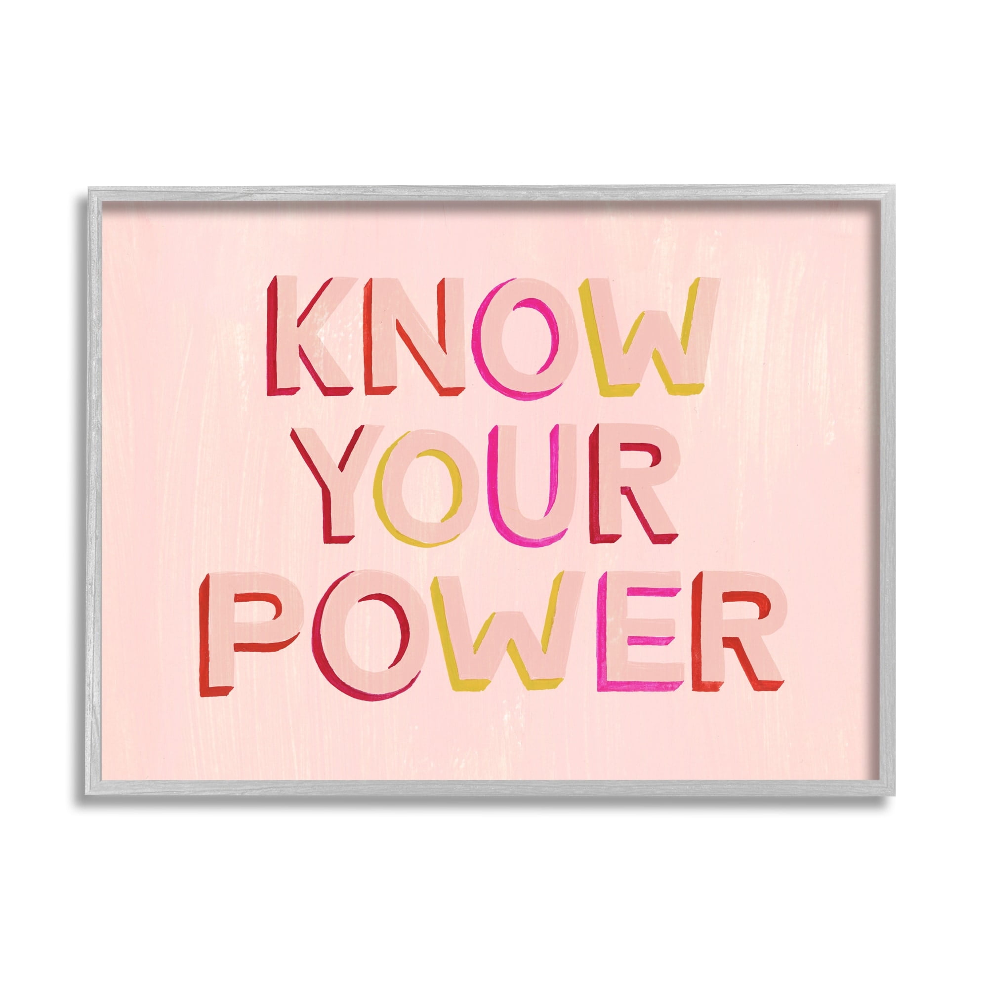 Stupell Industries Know Your Power Pink Inspirational Inspirational Painting Gray Framed Art Print Wall Art