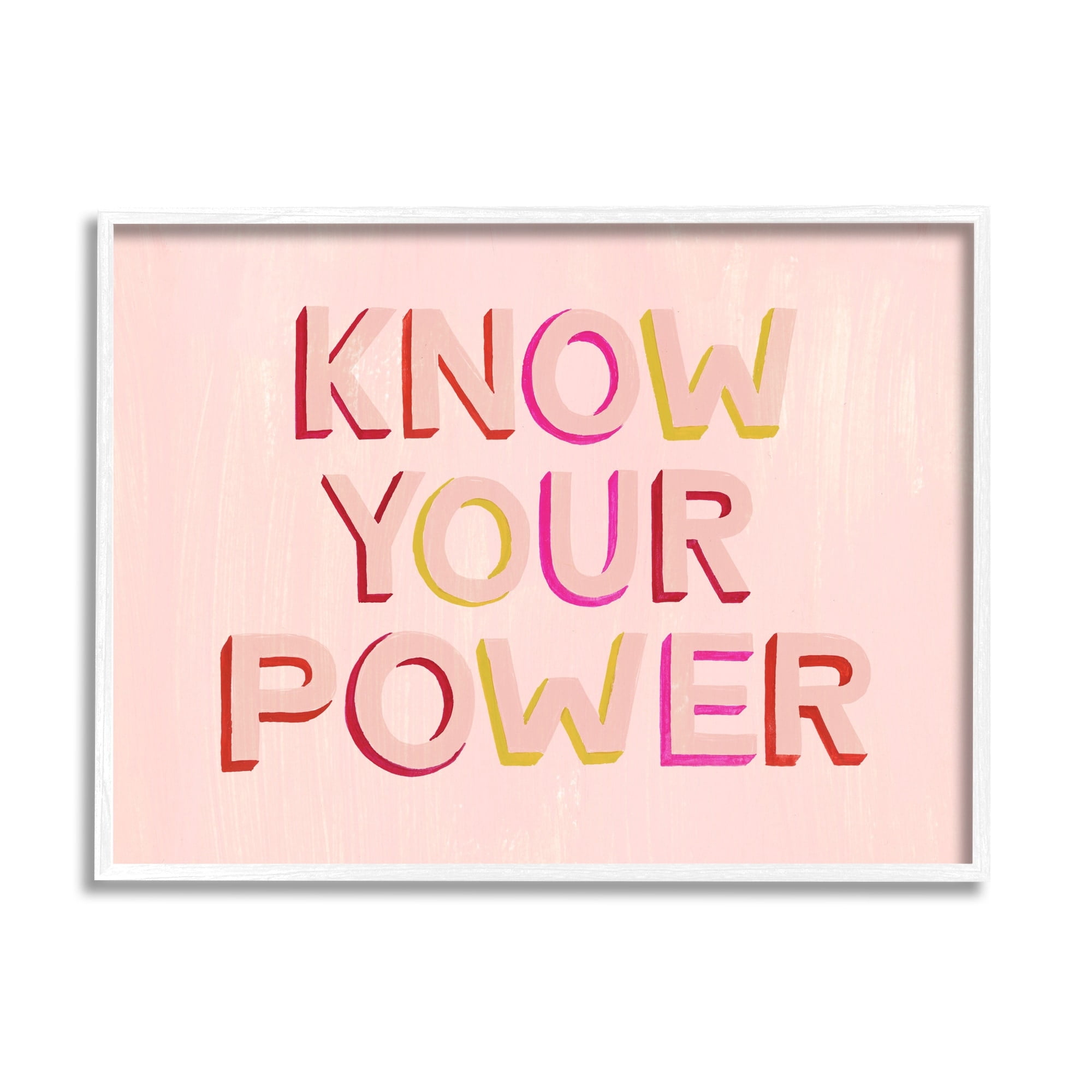 Stupell Industries Know Your Power Pink Inspirational Inspirational Painting White Framed Art Print Wall Art