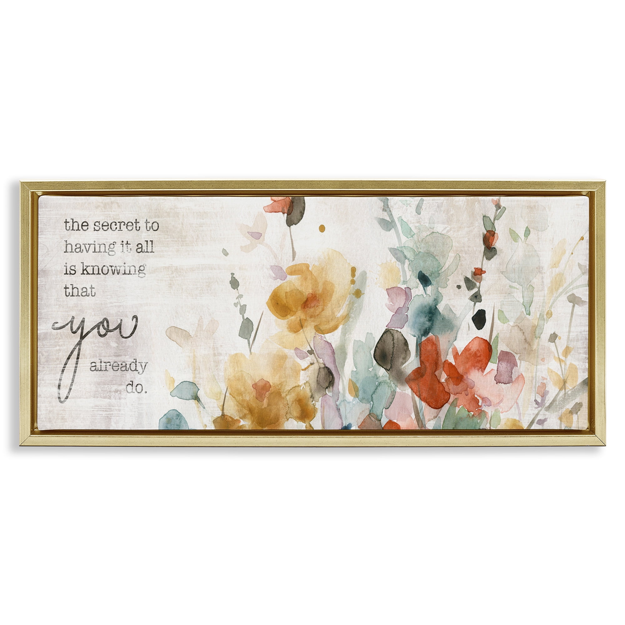 Stupell Industries Knowing You Have It Motivational Inspirational Painting Gold Floater Framed Canvas Art Print Wall Art, 31 x 14