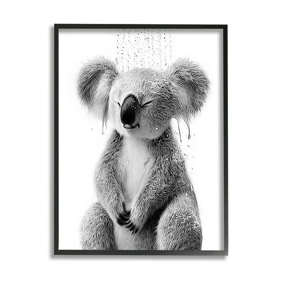 Stupell Industries Koala Bathroom Splash Animals & Insects Painting Black Framed Art Print Wall Art, 11 x 14