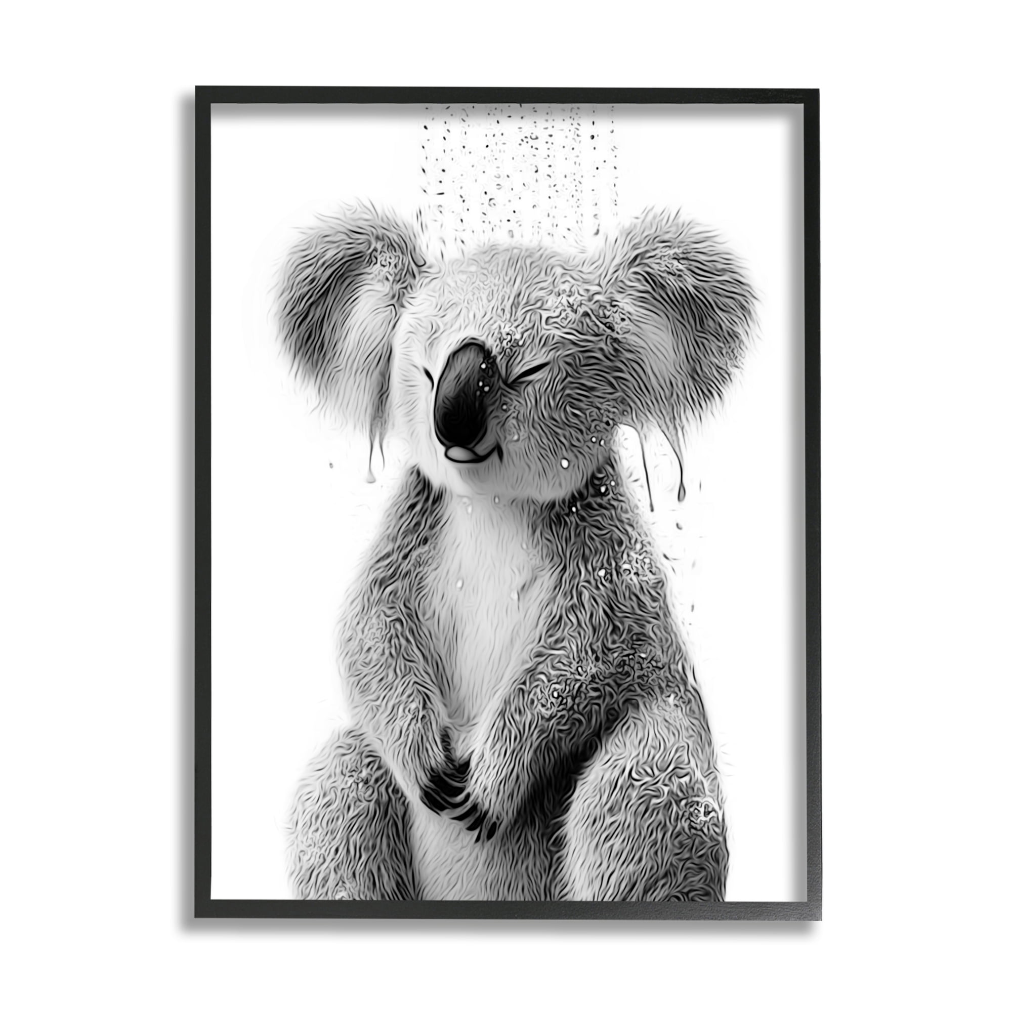 Stupell Industries Koala Bathroom Splash Animals & Insects Painting Black Framed Art Print Wall Art, 16 x 20