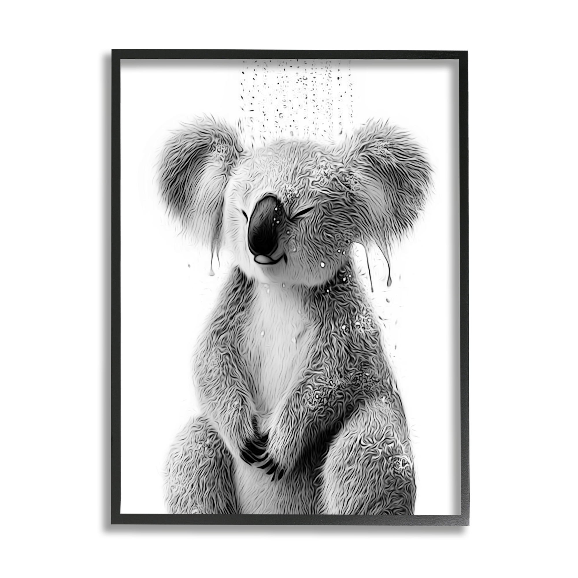 Stupell Industries Koala Bathroom Splash Animals & Insects Painting Black Framed Art Print Wall Art, 24 x 30