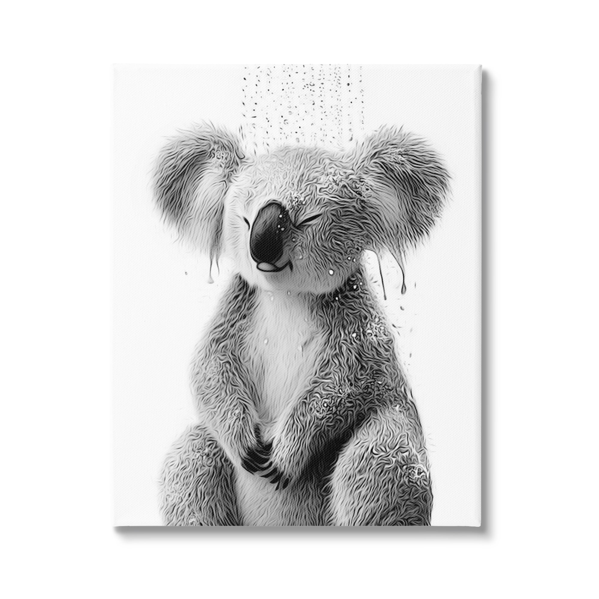 Stupell Industries Koala Bathroom Splash Animals & Insects Painting Gallery Wrapped Canvas Art Print Wall Art, 24 x 30
