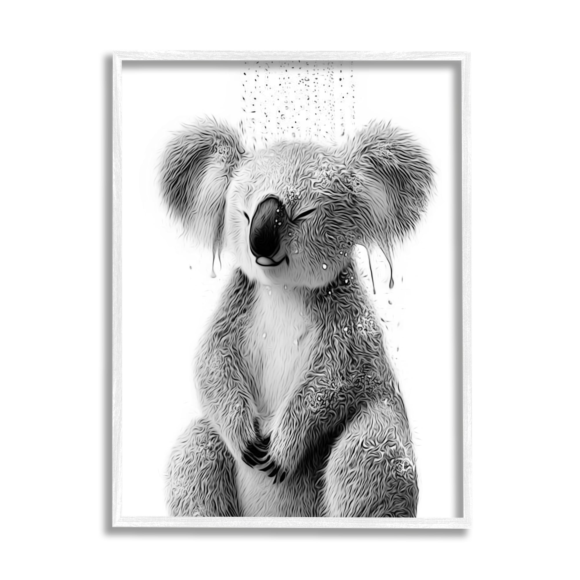 Stupell Industries Koala Bathroom Splash Animals & Insects Painting White Framed Art Print Wall Art, 24 x 30