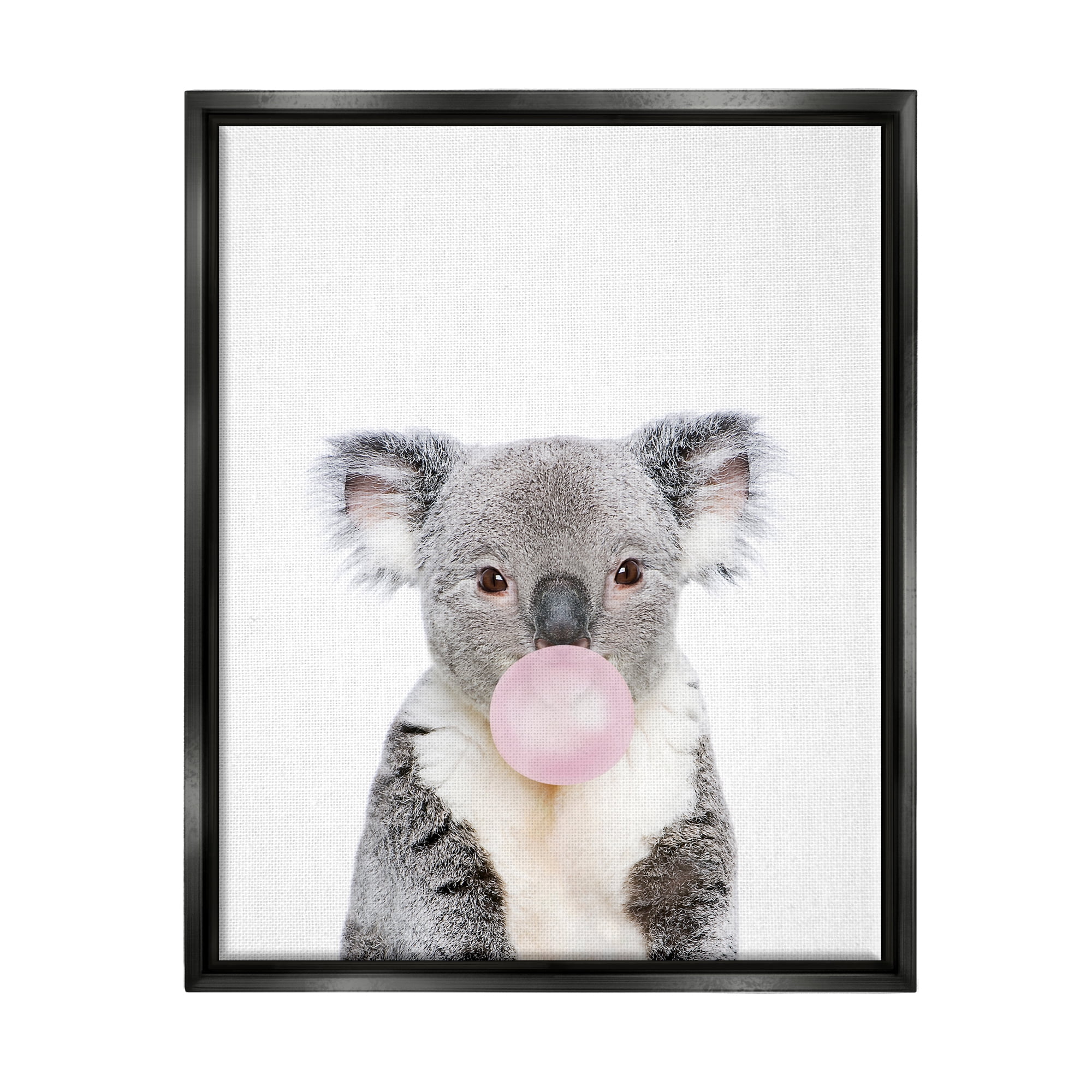 Stupell Industries Koala Bubblegum Portrait Animals & Insects Painting Black Floater Framed Art Print Wall Art, 17 x 21