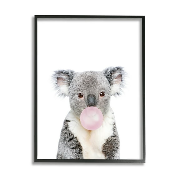 Stupell Industries Koala Bubblegum Portrait Animals & Insects Painting Black Framed Art Print Wall Art, 11 x 14