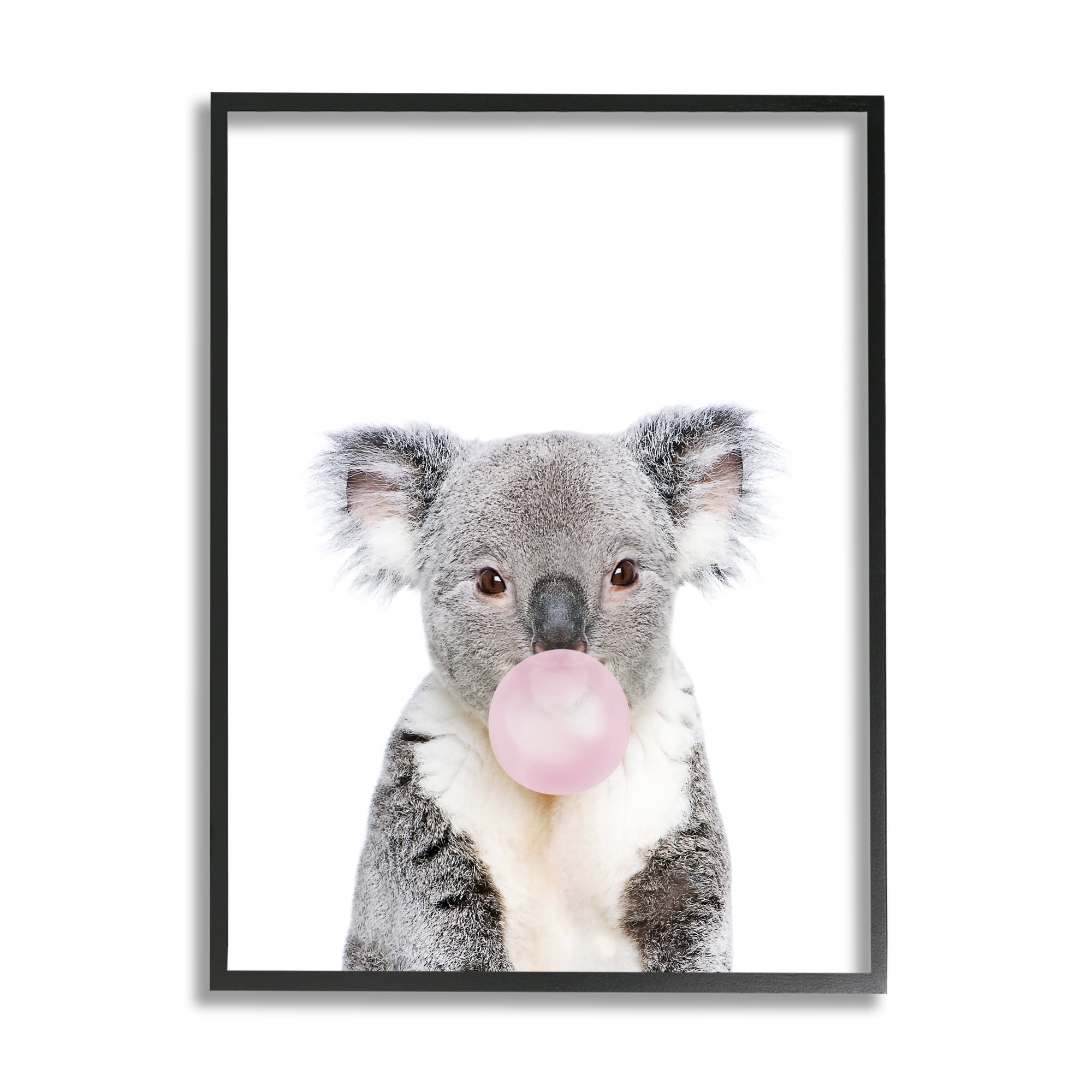 Stupell Industries Koala Bubblegum Portrait Animals & Insects Painting Black Framed Art Print Wall Art, 16 x 20