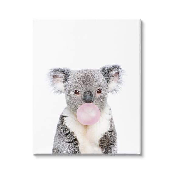 Stupell Industries Koala Bubblegum Portrait Animals & Insects Painting Gallery Wrapped Canvas Print Wall Art, 16 x 20