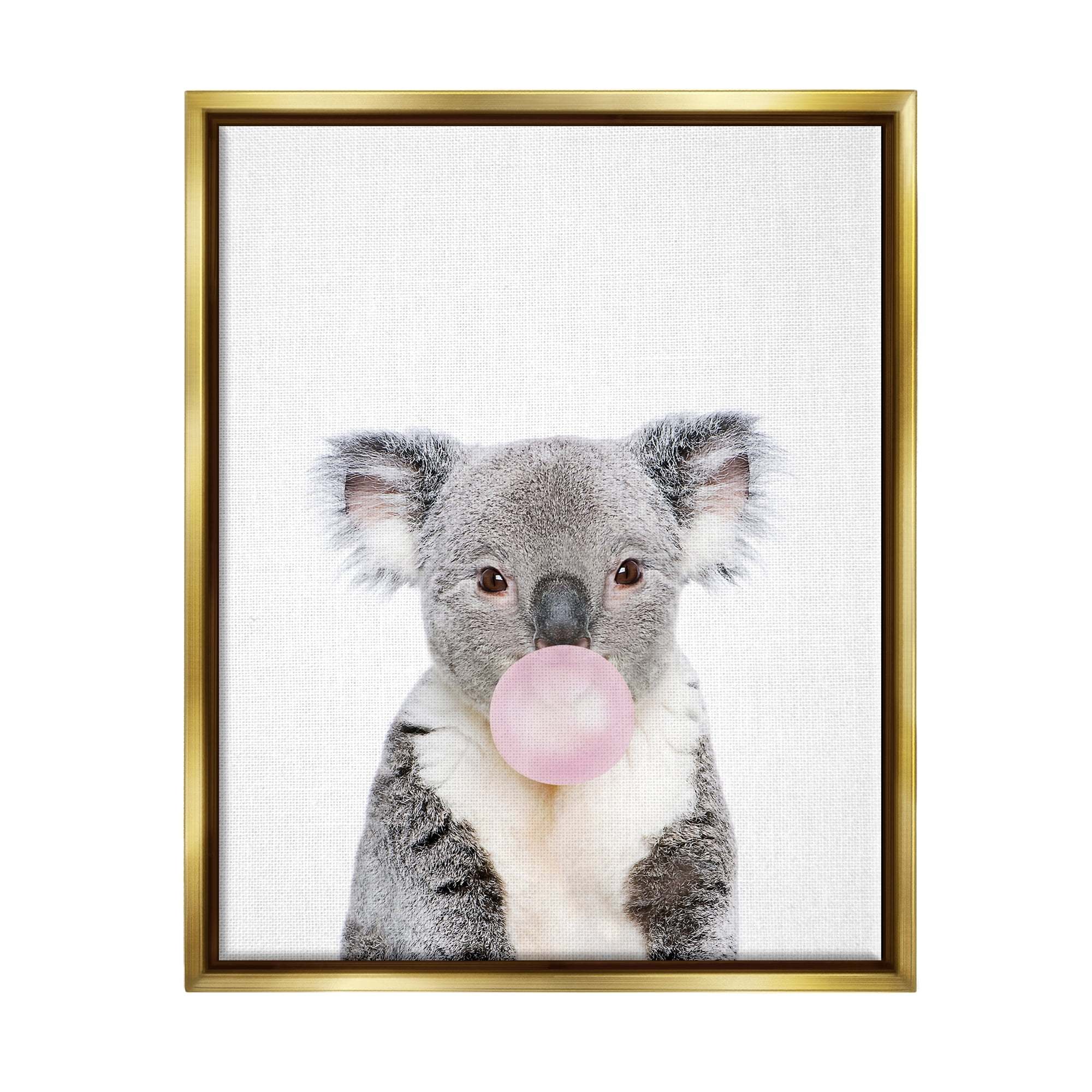 Stupell Industries Koala Bubblegum Portrait Animals & Insects Painting Gold Floater Framed Art Print Wall Art, 25 x 31