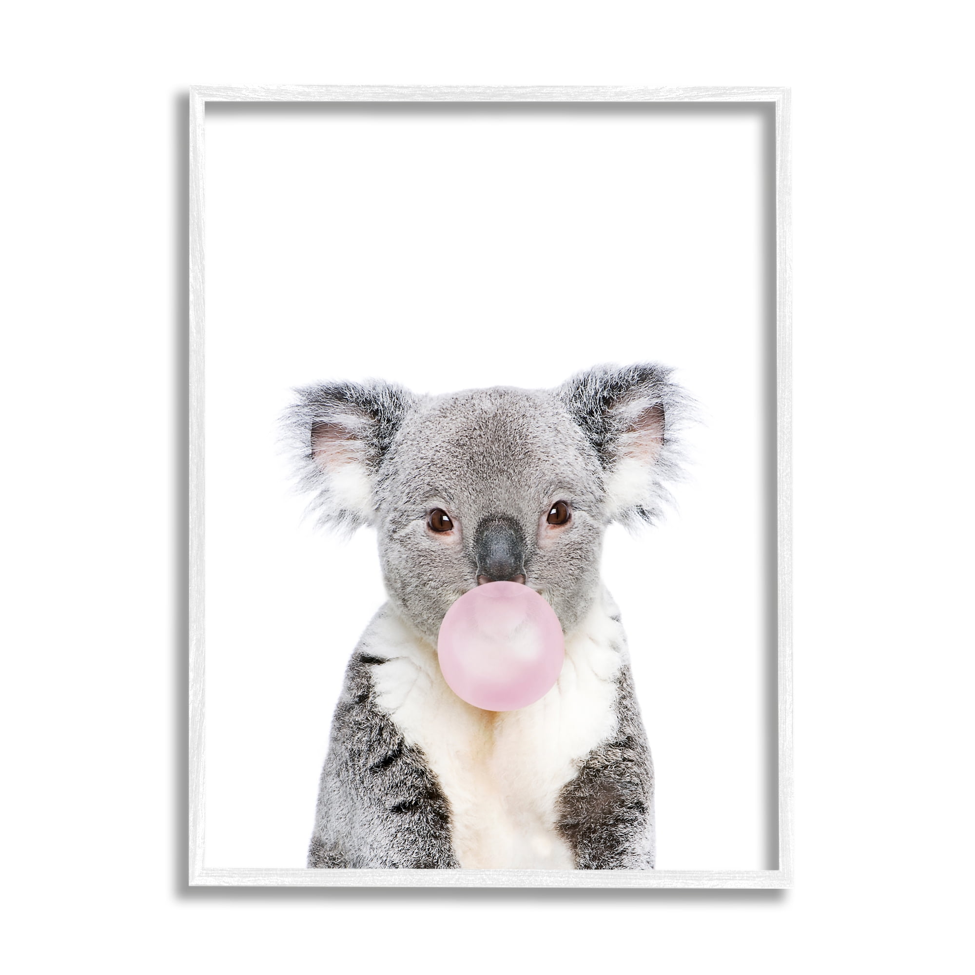 Stupell Industries Koala Bubblegum Portrait Animals & Insects Painting White Framed Art Print Wall Art, 16 x 20