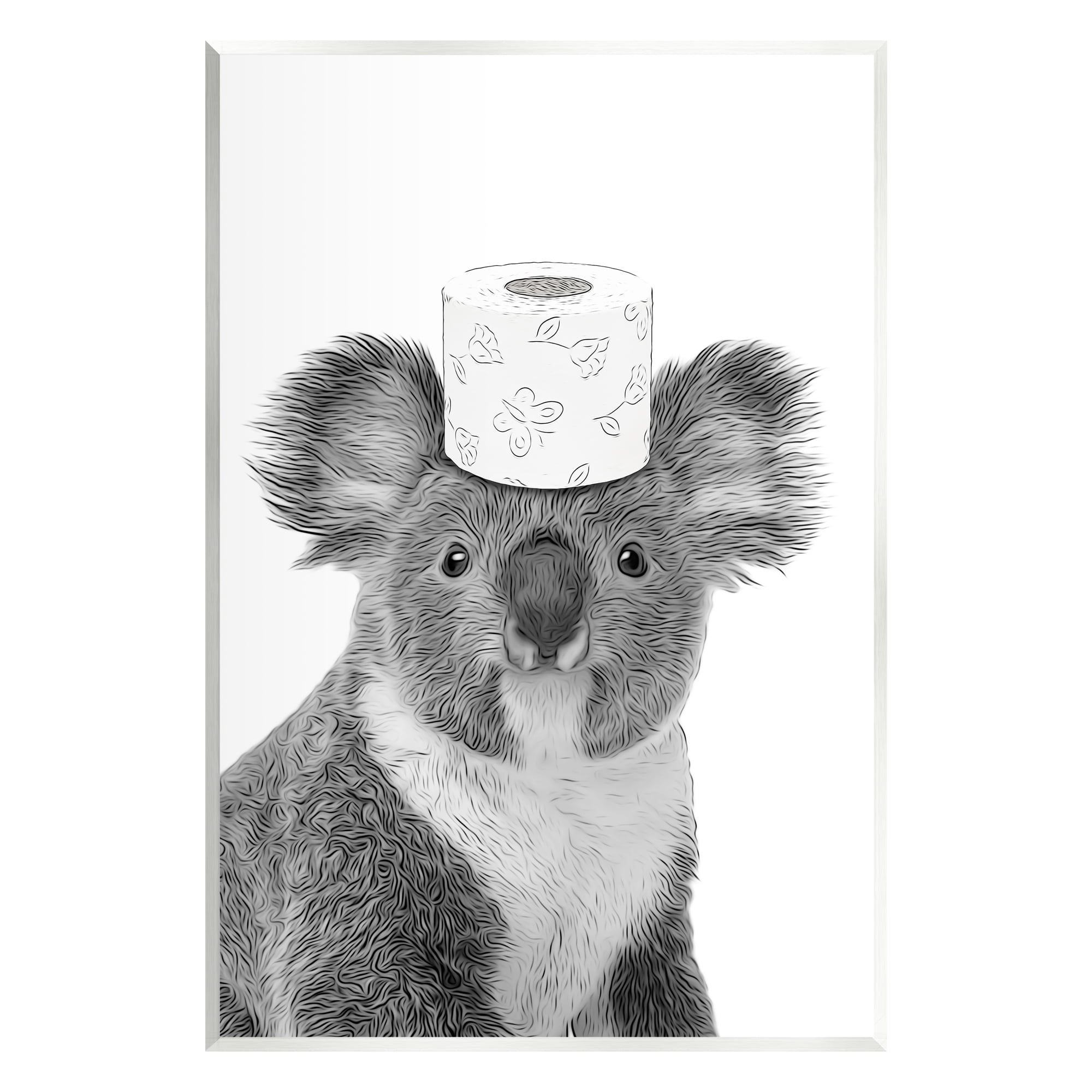 Stupell Industries Koala & Toilet Paper Bathroom Animals & Insects Painting Unframed Art Print Wall Art