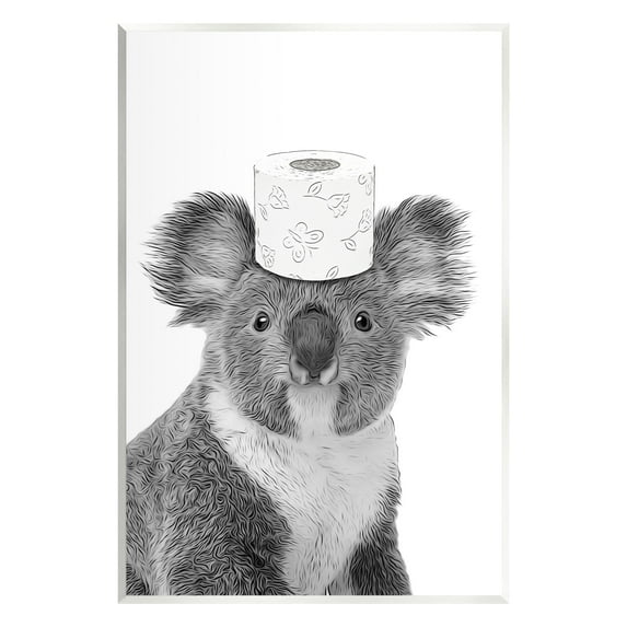 Stupell Industries Koala & Toilet Paper Bathroom Animals & Insects Painting Unframed Art Print Wall Art