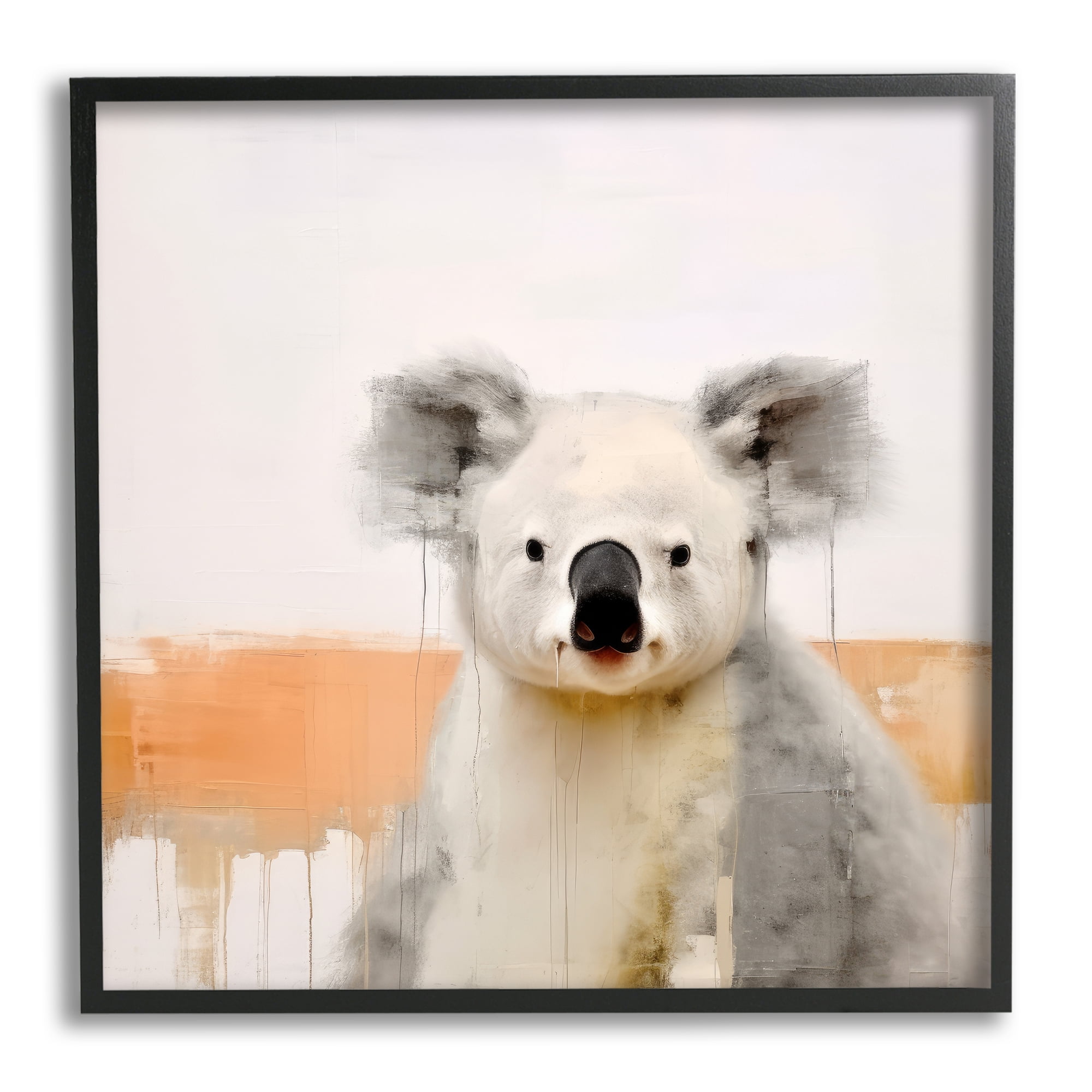 Stupell Industries Koala with Modern Drip Animals & Insects Painting Black Framed Art Print Wall Art, 17 x 17