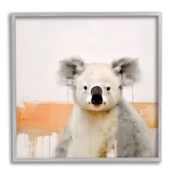 Stupell Industries Koala with Modern Drip Animals & Insects Painting Gray Framed Art Print Wall Art, 17 x 17
