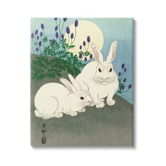 Stupell Industries Konijnen bij Volle Maan Ohara Koson Classic Rabbit Painting Painting Gallery Wrapped Canvas Print Wall Art, Design by one1000paintings