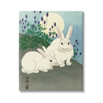 Stupell Industries Konijnen bij Volle Maan Ohara Koson Classic Rabbit Painting Painting Gallery Wrapped Canvas Print Wall Art, Design by one1000paintings