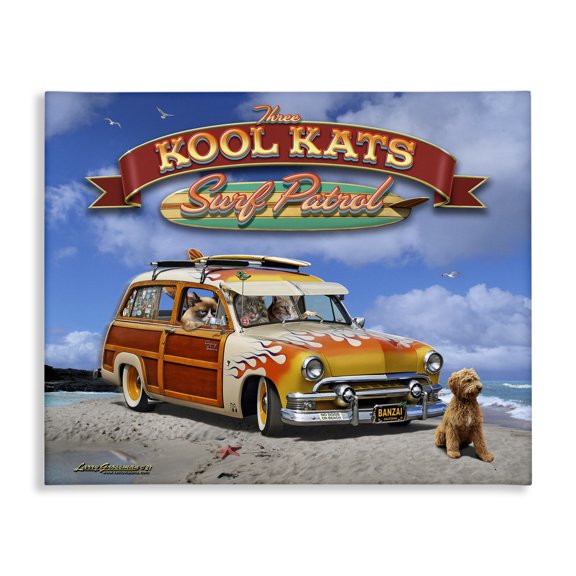 Stupell Industries Traditional Kool Kats Beach Canvas Art, 30 x 24, by Larry Grossman