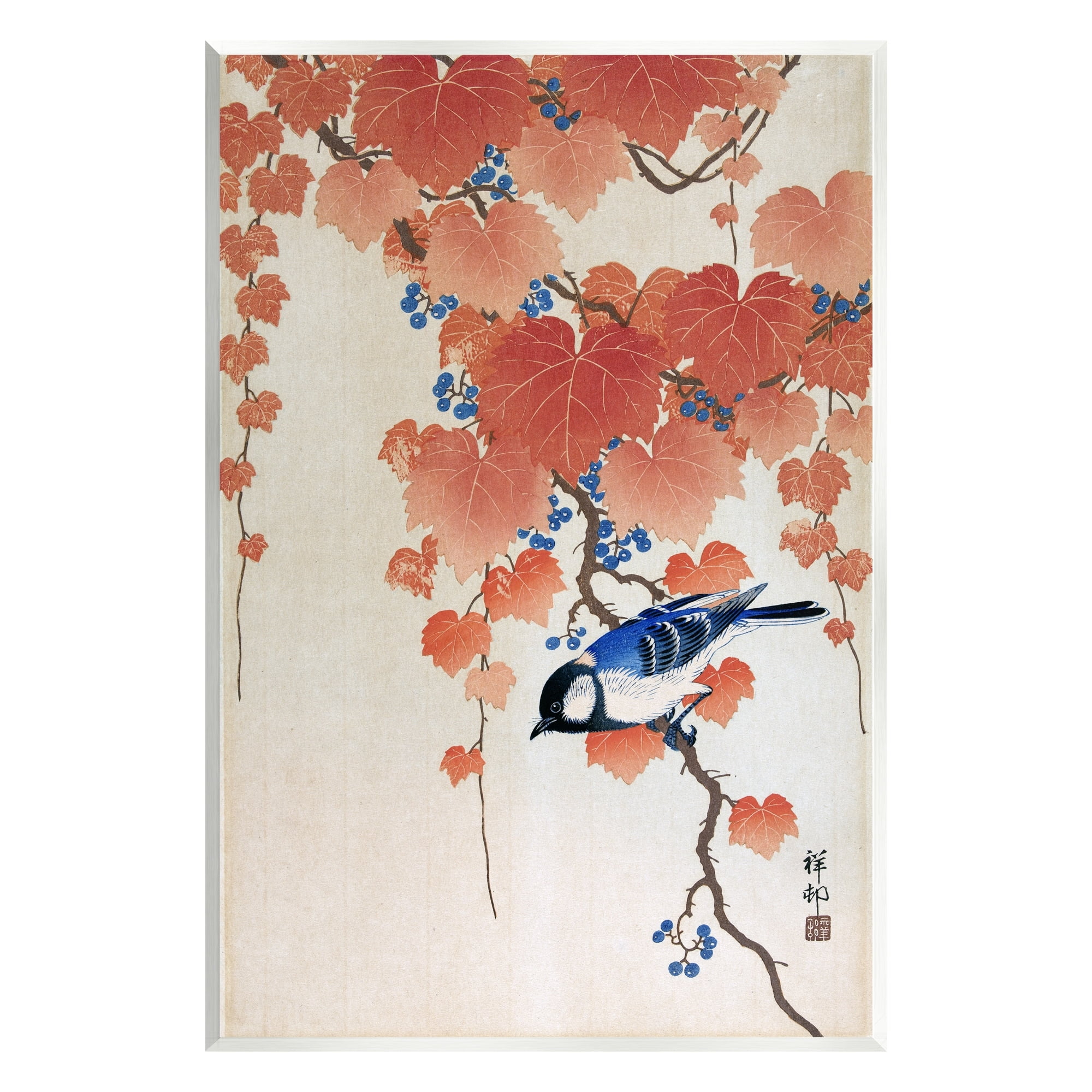 Stupell Industries Koolmees op Paulownia Tak Ohara Koson Classic Bird Painting Painting Unframed Art Print Wall Art, Design by one1000paintings