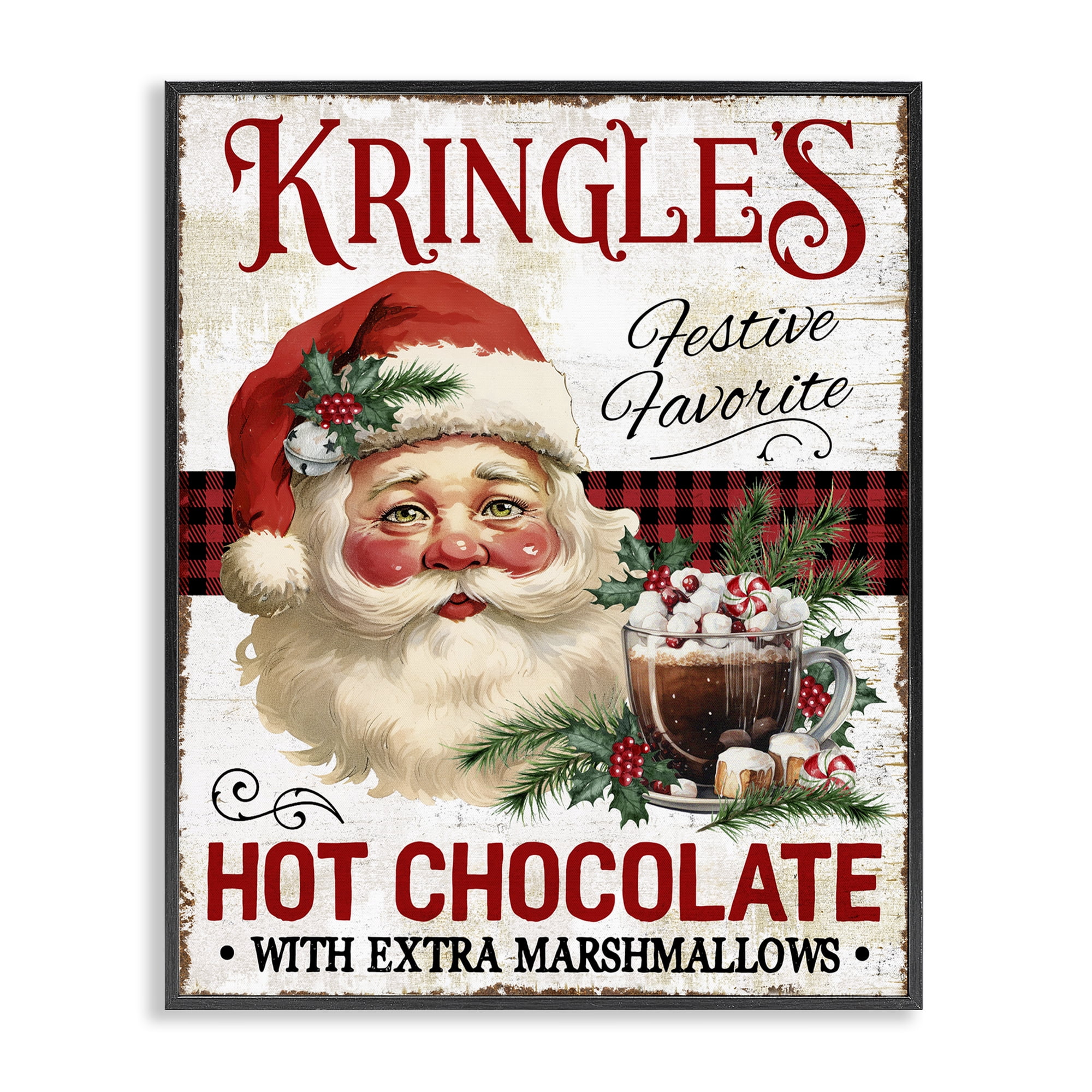 Stupell Industries Kringle's Hot Chocolate Holiday Painting Black Framed Art Prints Wall Art, 24 x 30
