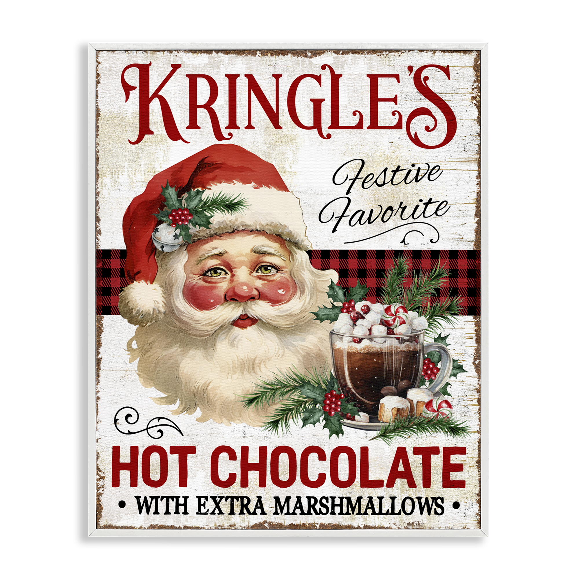 Stupell Industries Kringle's Hot Chocolate Holiday Painting White Framed Art Prints Wall Art, 11 x 14