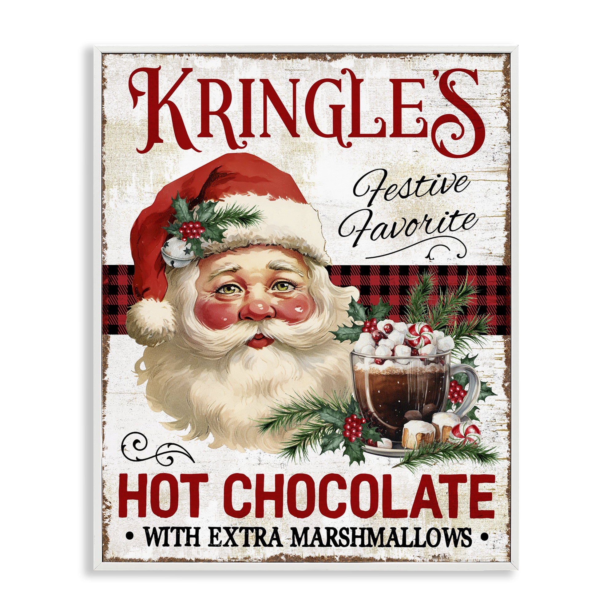 Stupell Industries Kringle's Hot Chocolate Holiday Painting White Framed Art Prints Wall Art, 16 x 20