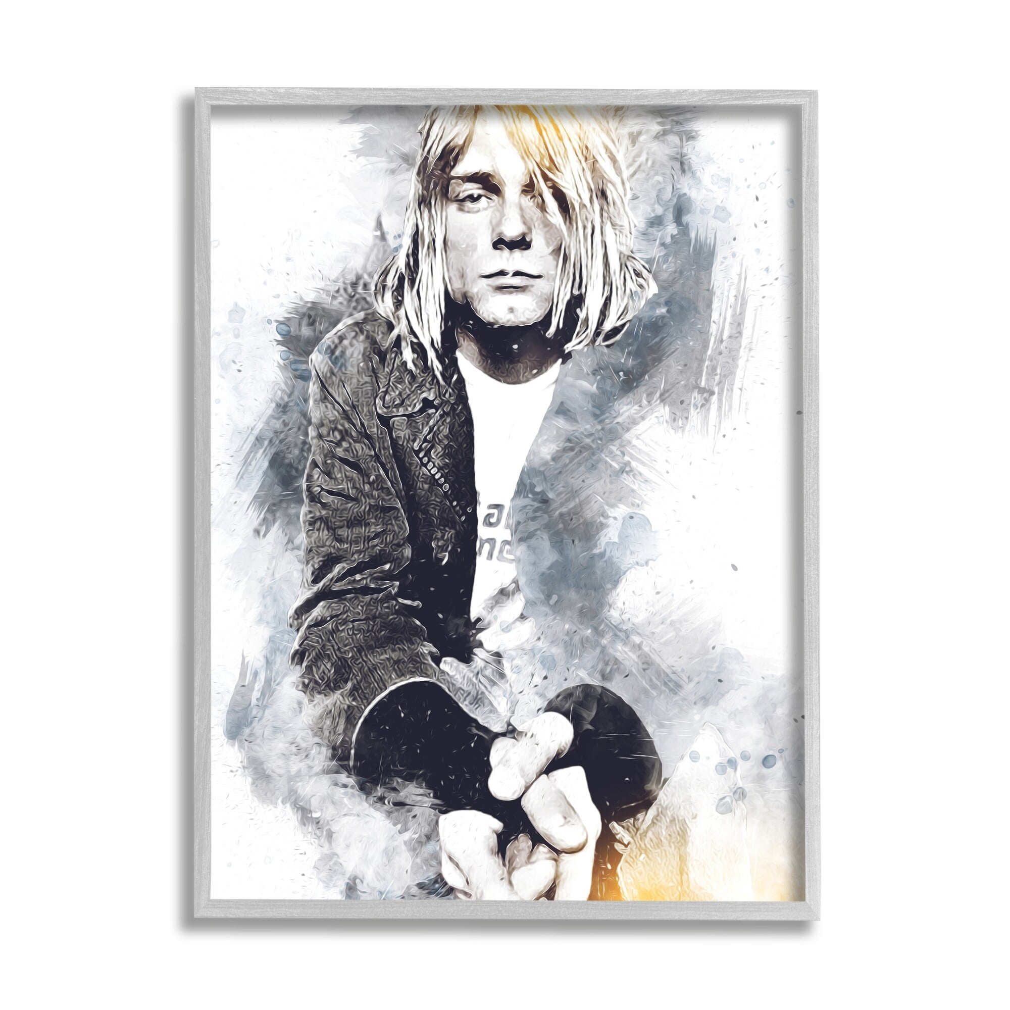 Stupell Industries Kurt Cobain Modern Abstract Pattern Portrait Black Yellow, 11 x 14, Design by Birch&Ink