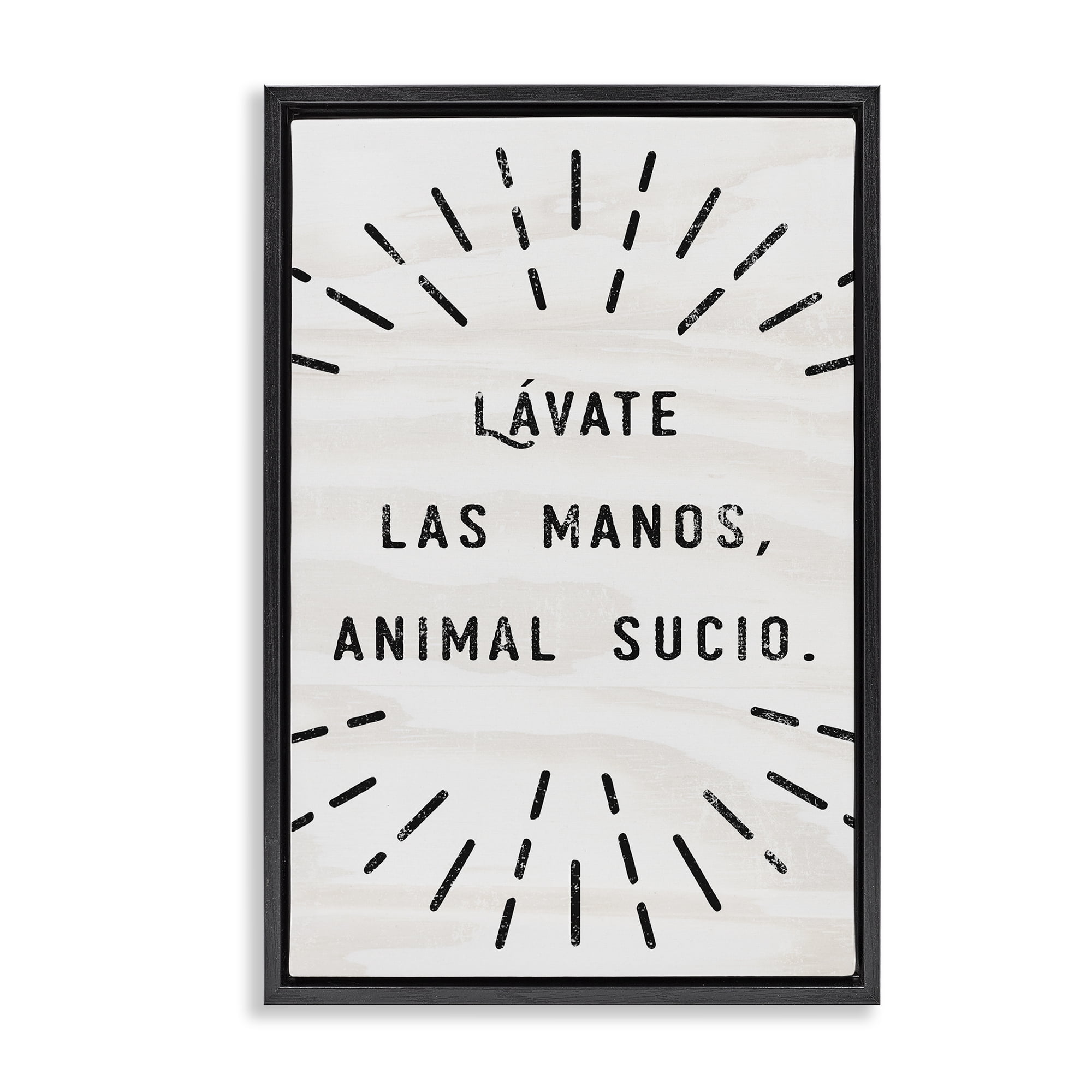 Stupell Industries Lávate Las Manos Sucio Bath & Laundry Painting Black Floater Framed Art Print Wall Art, 21 x 31
