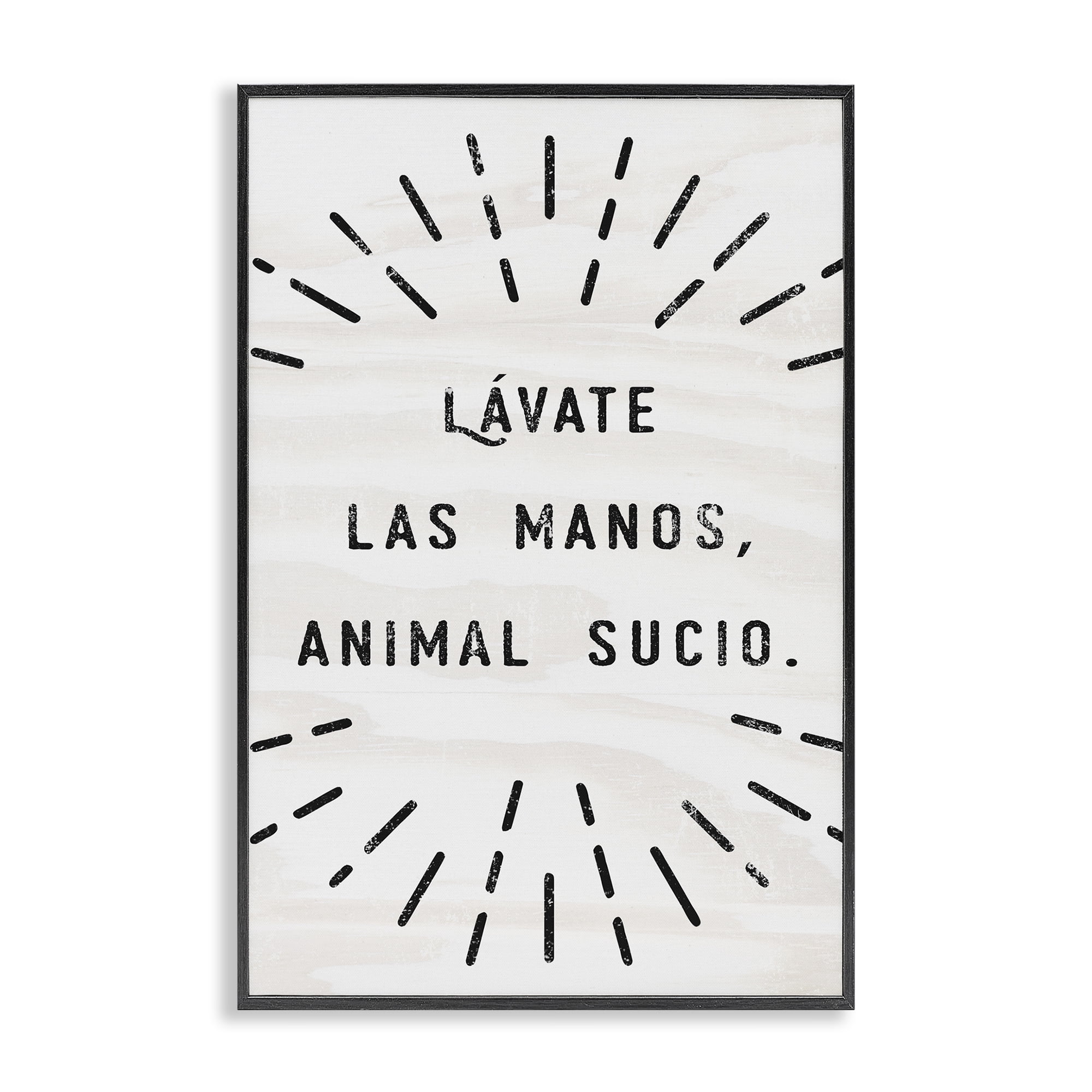 Stupell Industries Lávate Las Manos Sucio Bath & Laundry Painting Black Framed Art Print Wall Art, 16 x 24