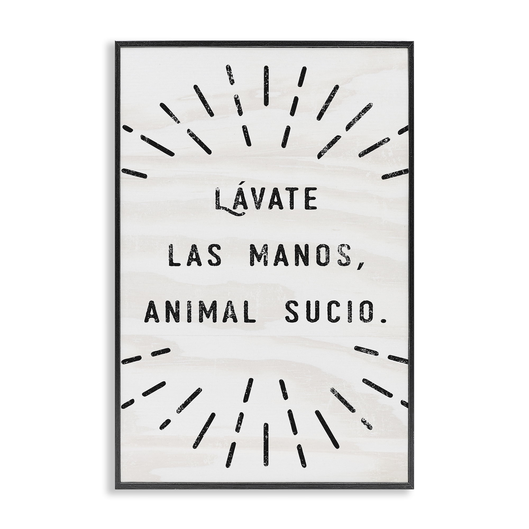 Stupell Industries Lávate Las Manos Sucio Bath & Laundry Painting Black Framed Art Print Wall Art, 20 x 30