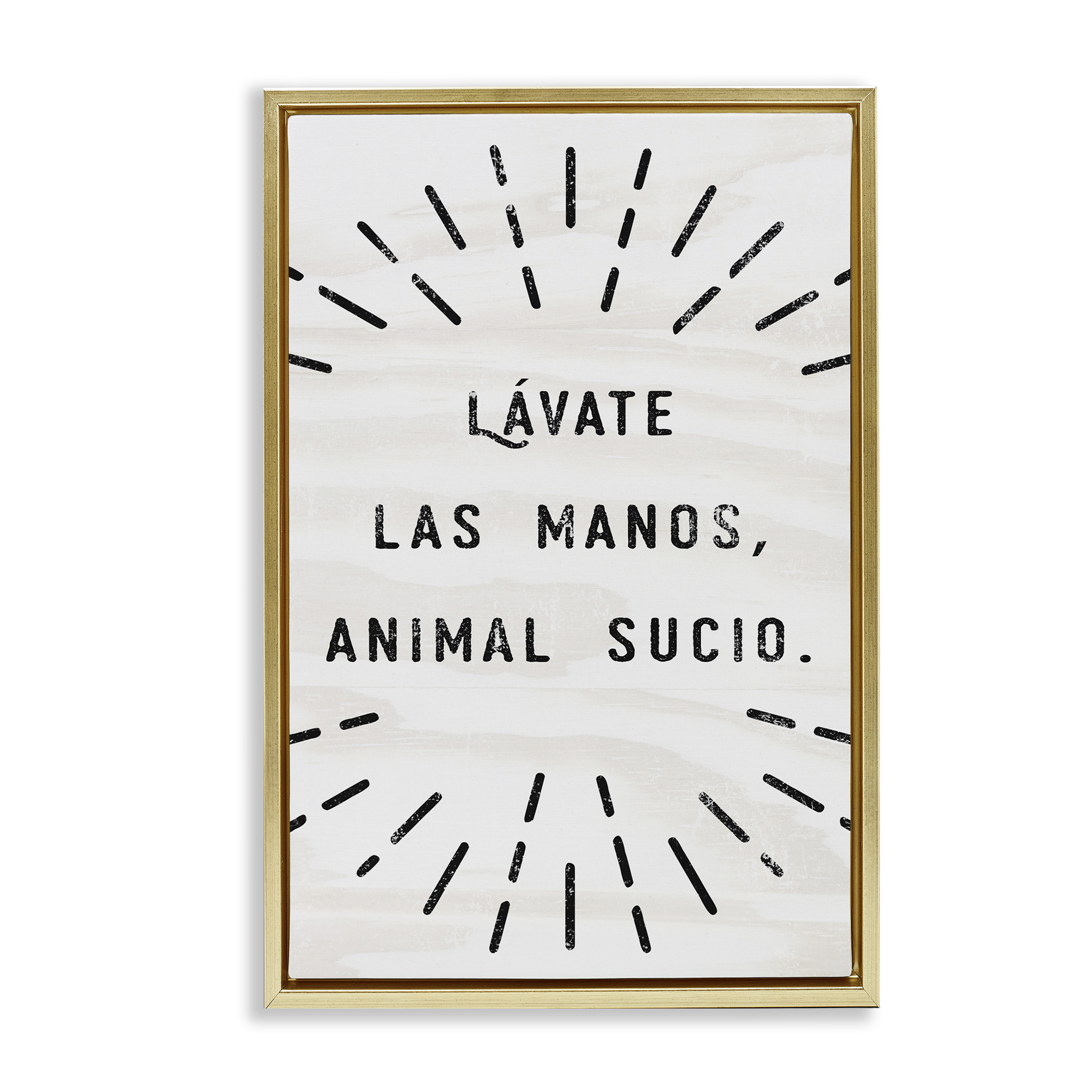 Stupell Industries Lávate Las Manos Sucio Bath & Laundry Painting Gold Floater Framed Art Print Wall Art, 17 x 25