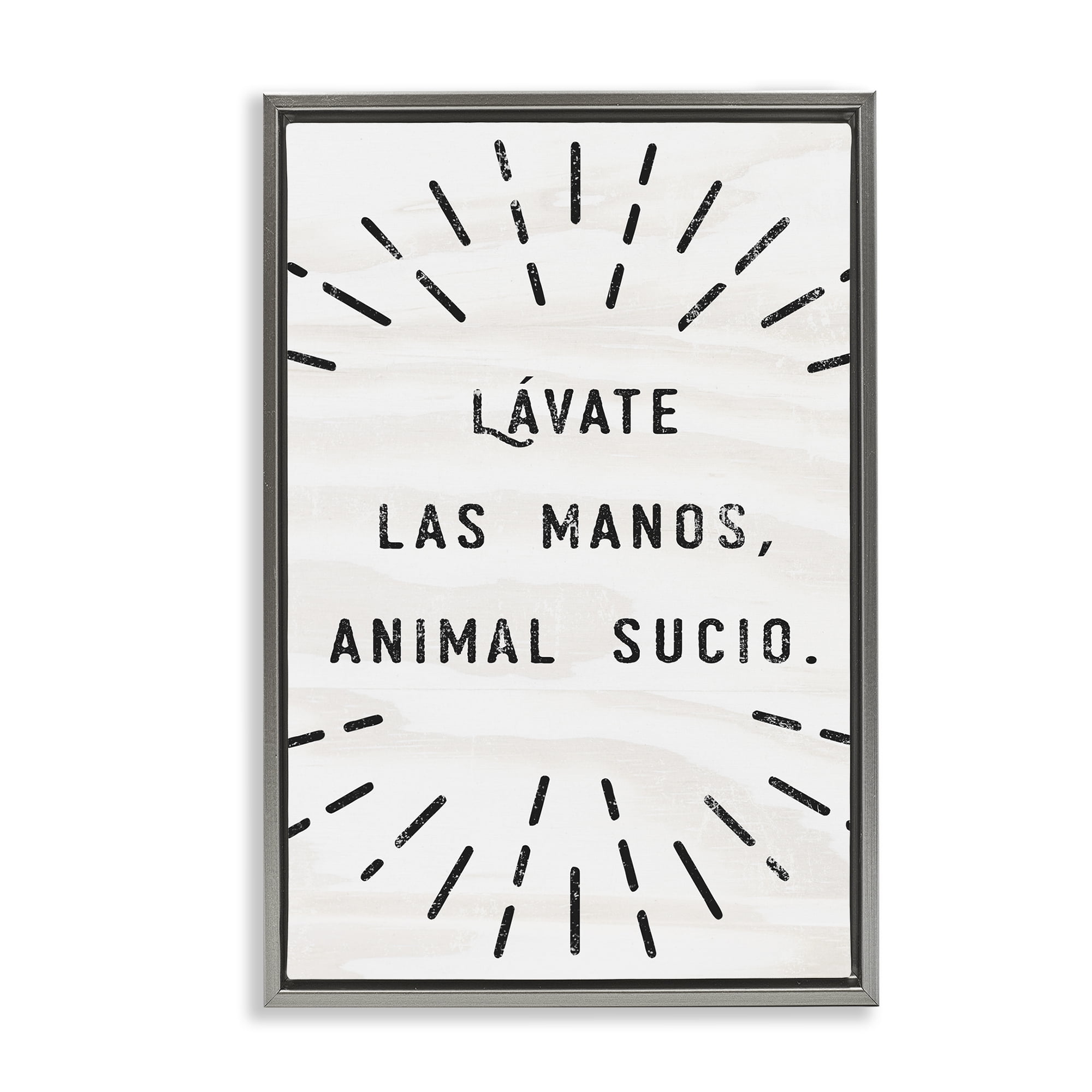 Stupell Industries Lávate Las Manos Sucio Bath & Laundry Painting Gray Floater Framed Art Print Wall Art, 21 x 31