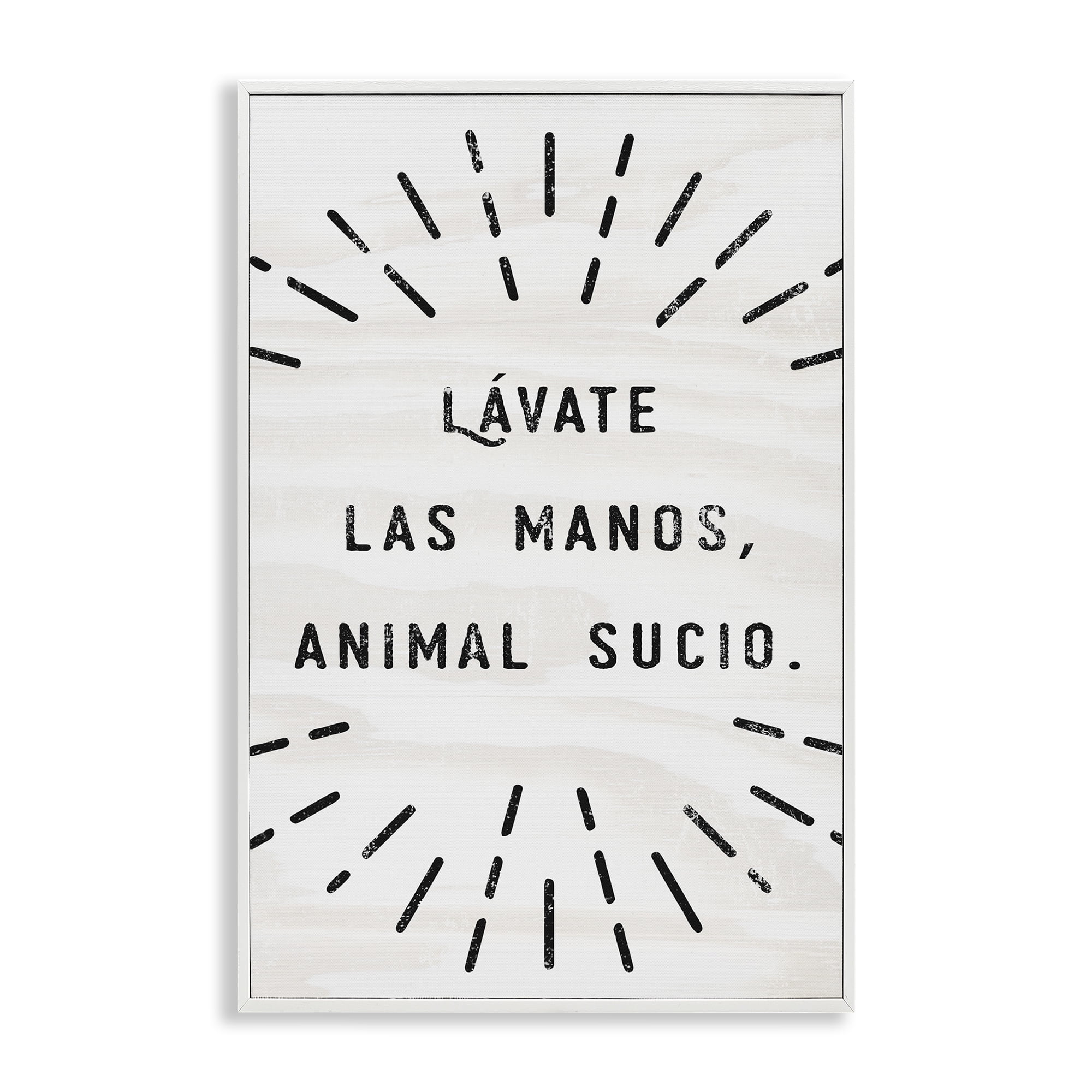 Stupell Industries Lávate Las Manos Sucio Bath & Laundry Painting White Framed Art Print Wall Art, 12 x 18