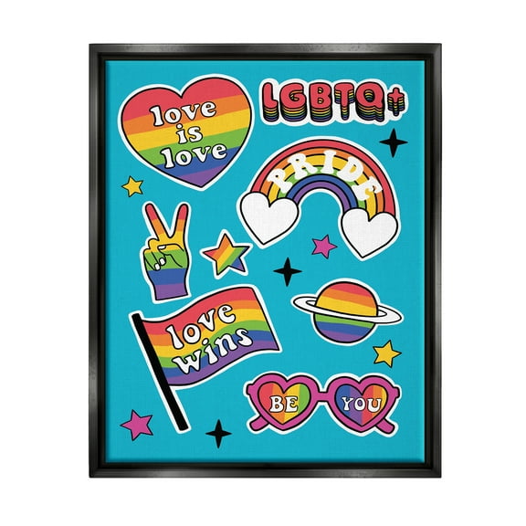 Stupell Industries LGBTQ Be You Pride Rainbows Holiday Painting Black Floater Framed Art Print Wall Art