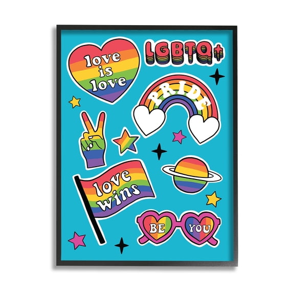 Stupell Industries LGBTQ Be You Pride Rainbows Holiday Painting Black Framed Art Print Wall Art