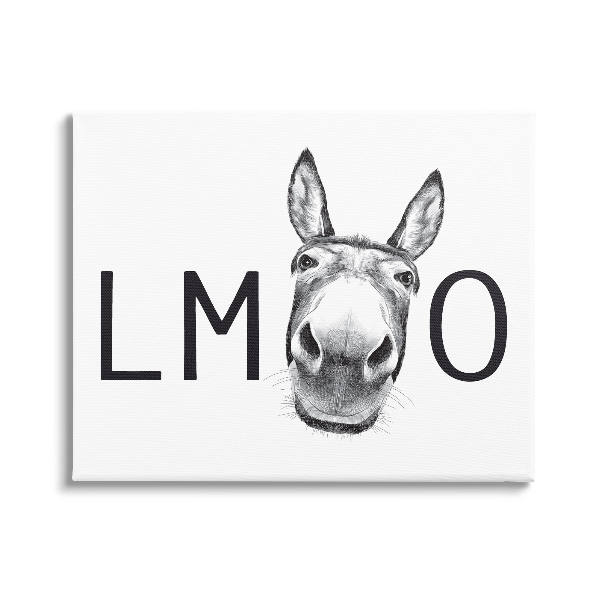 Stupell Industries LMAO Donkey Amusing Monochrome Casual Animal Humor Graphic Art Gallery Wrapped Canvas Print Wall Art, Design by Lettered and Lined