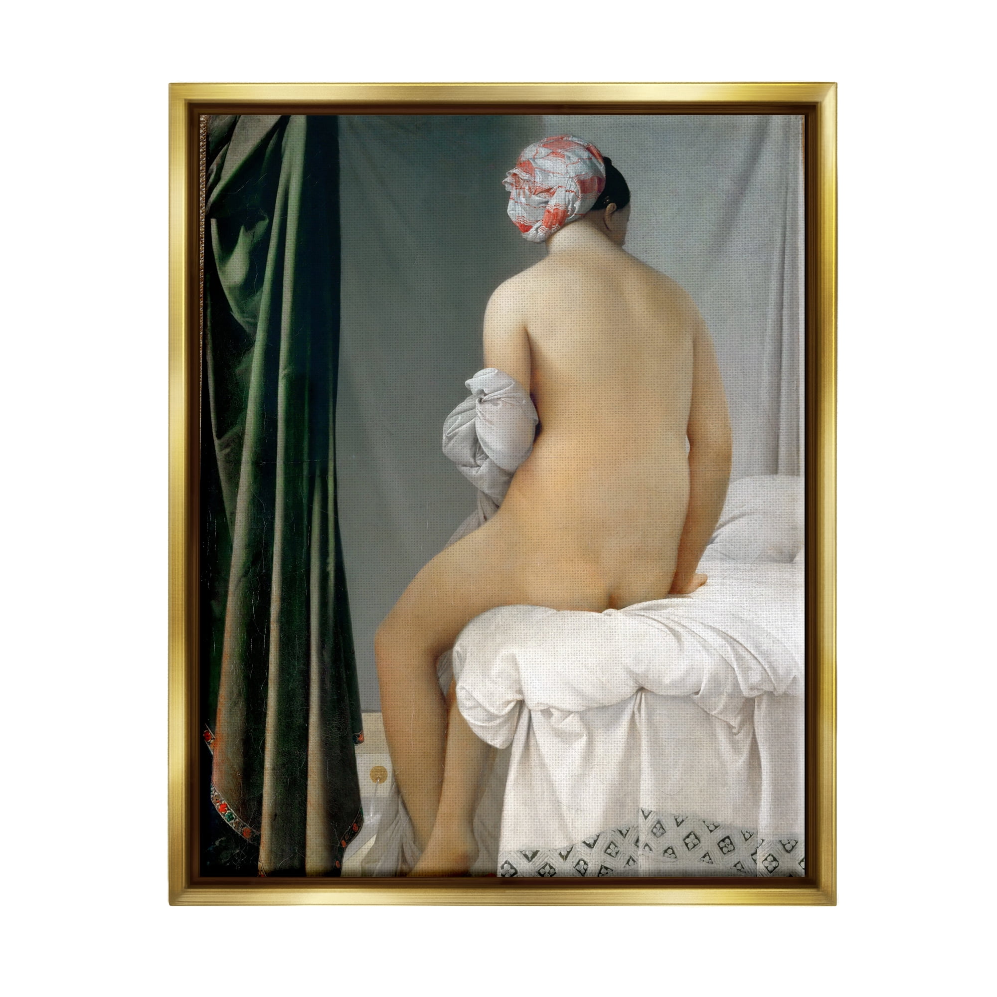 Stupell Industries La Baigneuse Valpincon Jean Auguste Dominique Ingres Bather Painting Painting Metallic Gold Floating Framed Canvas Print Wall Art, Design by one1000paintings