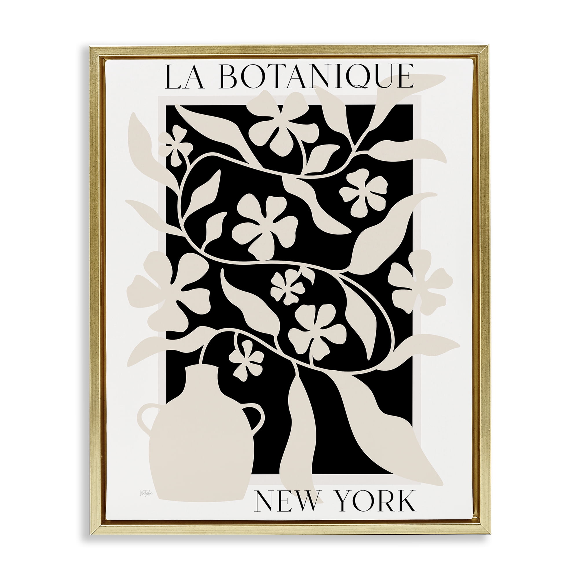 Stupell Industries La Botanique New York Gold Framed Floater Canvas Wall Art, design by Natalie Carpentieri