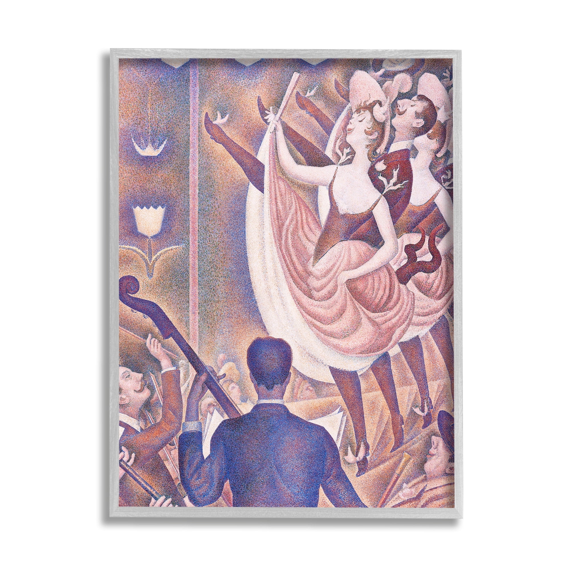 Stupell Industries La Chahut Classic Georges Seurat Painting Dance Portrait Painting Gray Framed Art Print Wall Art, Design by one1000paintings