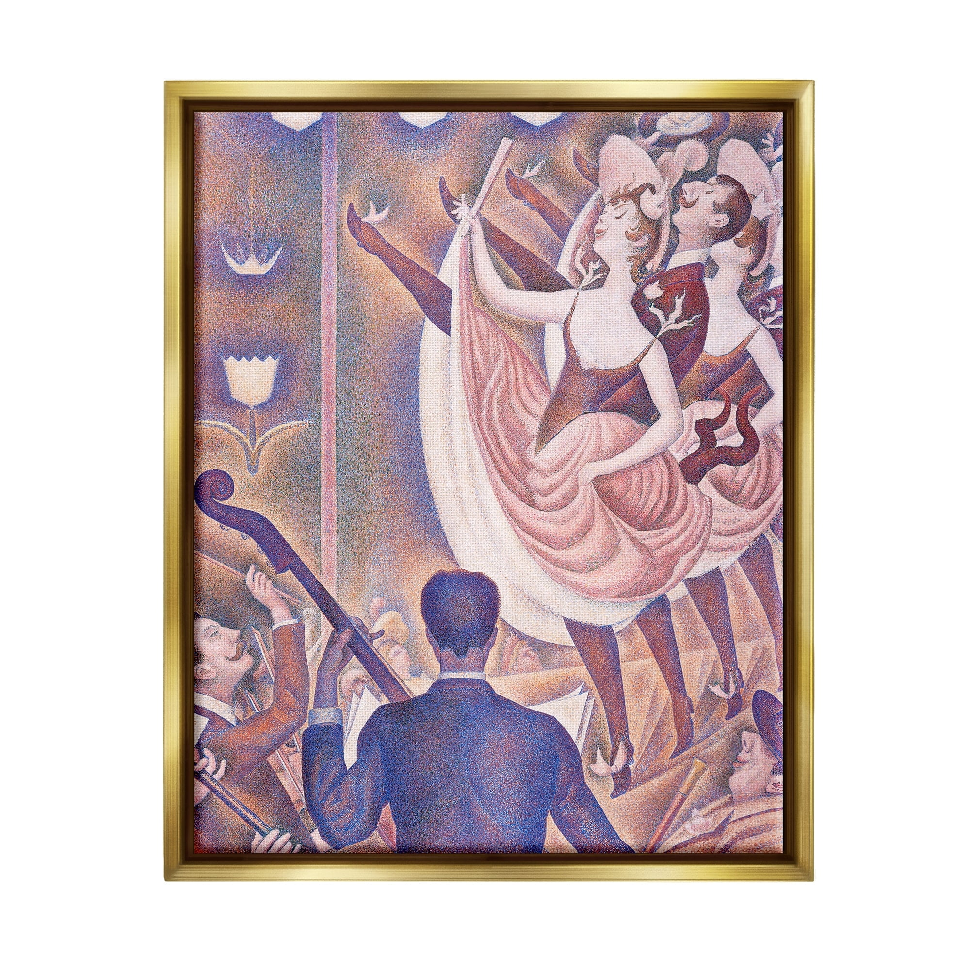 Stupell Industries La Chahut Classic Georges Seurat Painting Dance Portrait Painting Metallic Gold Floating Framed Canvas Print Wall Art, Design by one1000paintings