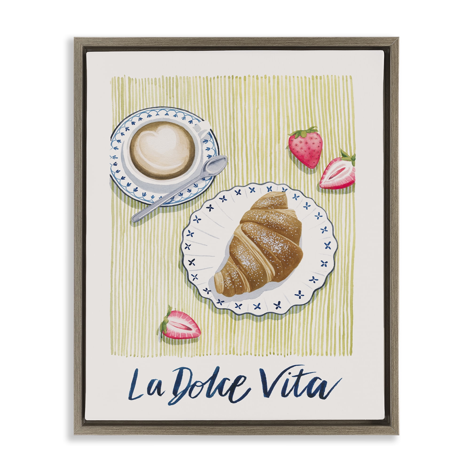 Stupell Industries La Dolce Vita Brunch Food & Beverage Painting Brown Floater Framed Canvas Art Print Wall Art, 17 x 21