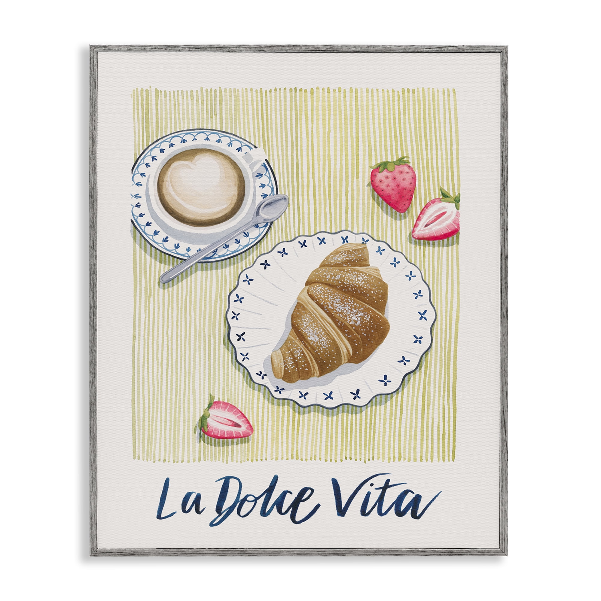 Stupell Industries La Dolce Vita Brunch Food & Beverage Painting Gray Framed Art Print Wall Art, 24 x 30