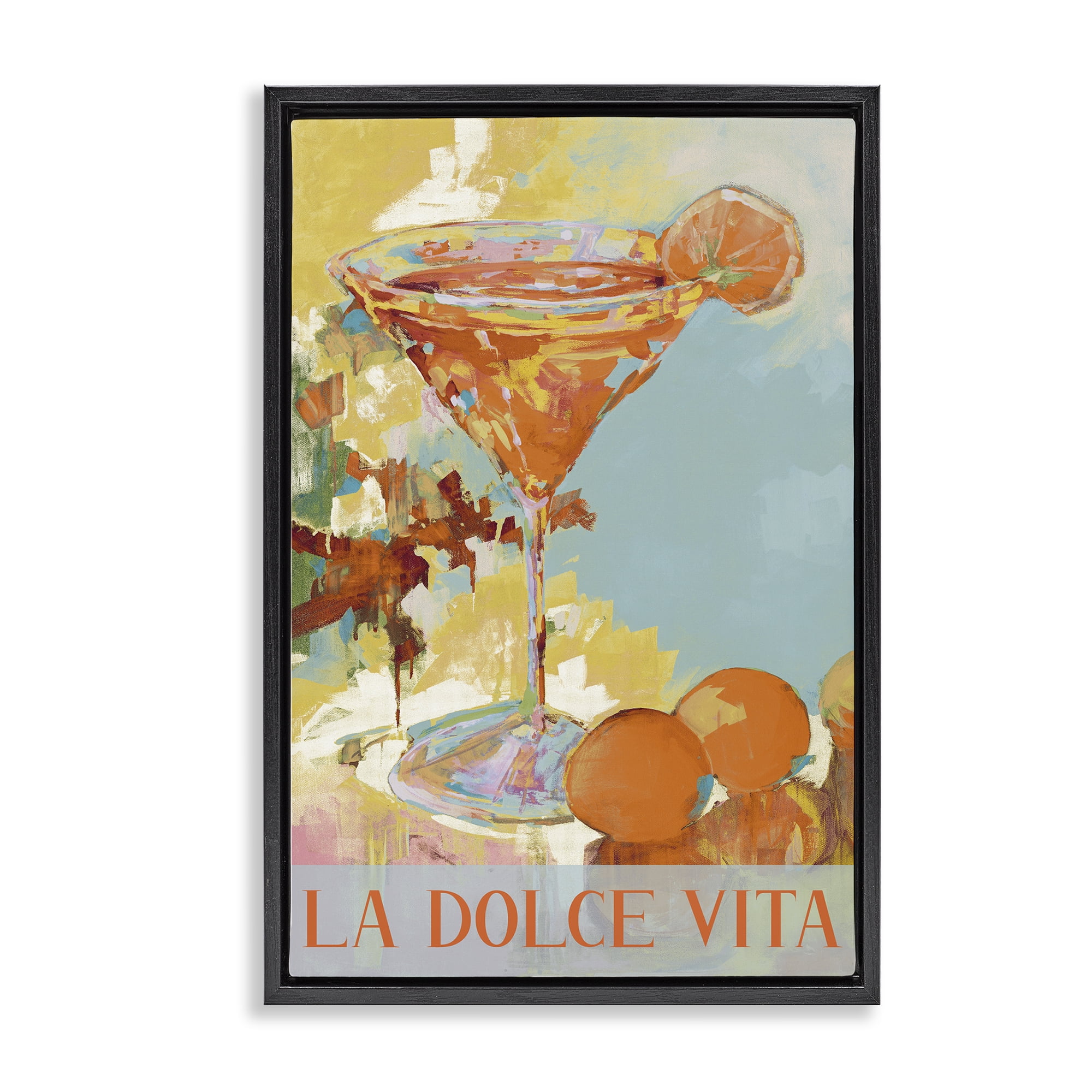 Stupell Industries La Dolce Vita Citrus Cocktail Black Framed Floater Canvas Wall Art, design by Jane Slivka