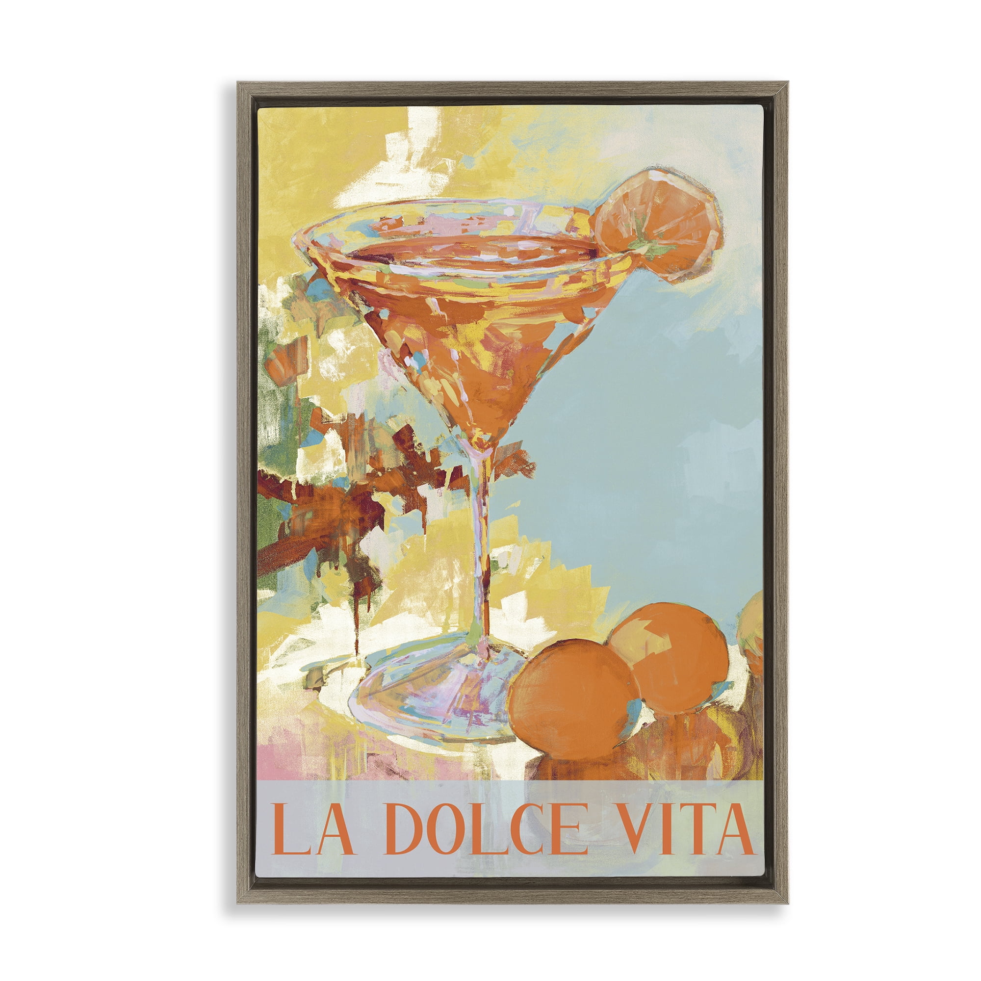 Stupell Industries La Dolce Vita Citrus Cocktail Brown Framed Floater Canvas Wall Art, design by Jane Slivka