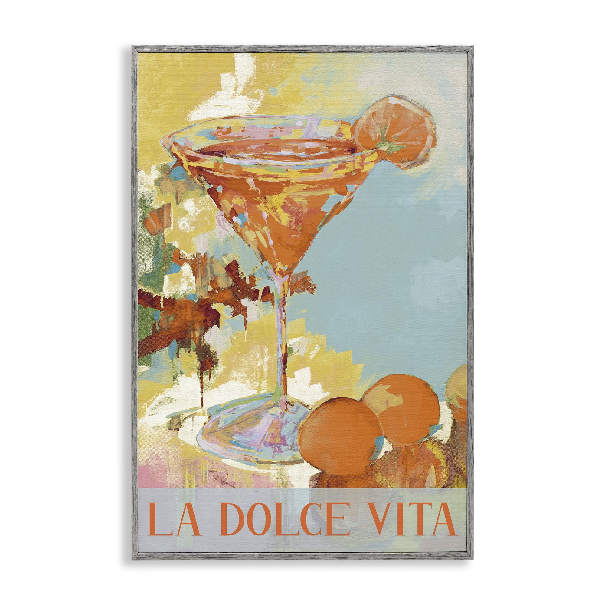 Stupell Industries La Dolce Vita Citrus Cocktail Gray Framed Giclee Art, design by Jane Slivka