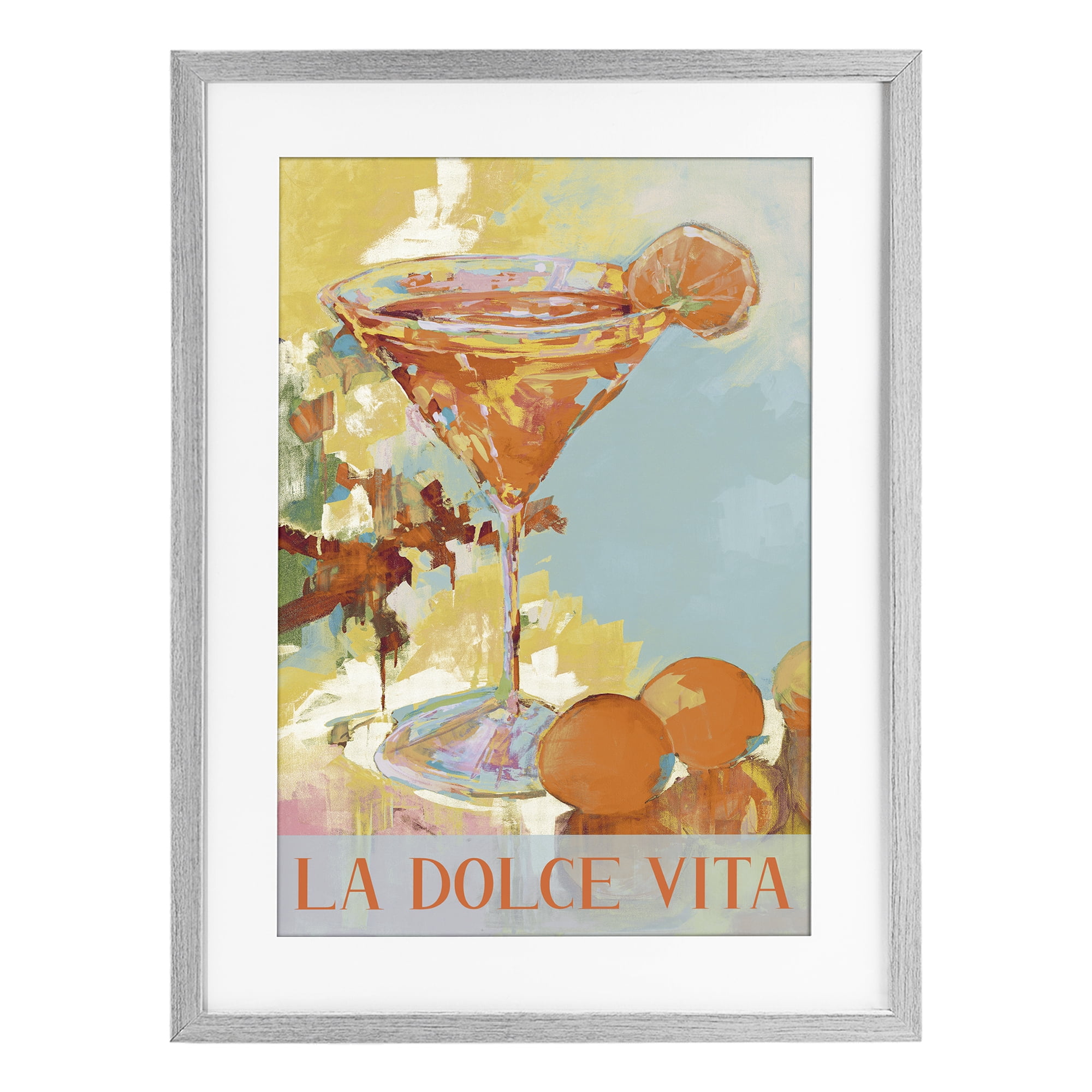Stupell Industries La Dolce Vita Citrus Cocktail Gray Framed Print Under Glass, design by Jane Slivka
